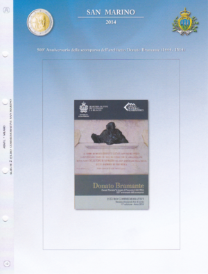 2014 San Marino € 2 Bramante Aggiornamento - Abafil
