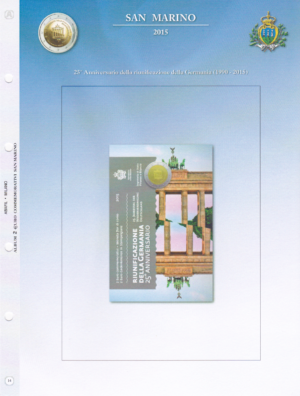 2015 San Marino € 2 Caduta del muro di Berlino - Riunificazione della Germania