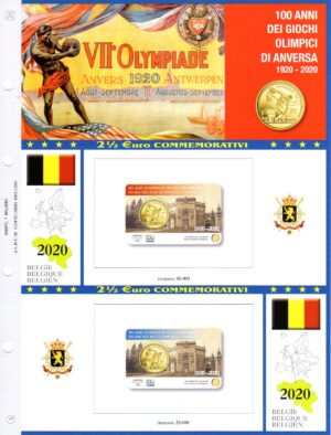 2020 Belgio € 2 e 1/2 Centenario Giochi Olimpici di Anversa in Card Aggiornamento Abafil doppia versione