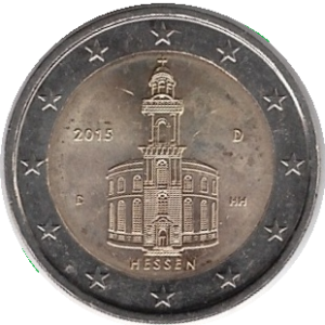 2015 Germania € 2 Hessen S.Paolo Francoforte zecca casuale