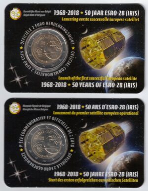 2018 Belgio € 2 Satellite 2B Card due Versioni