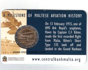 2015 Malta € 2 Primo Volo in Card con Caduceo per zecca Olanda