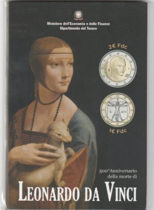 2019 Italia € 2+1 500° della morte di Leonardo da Vinci in blister