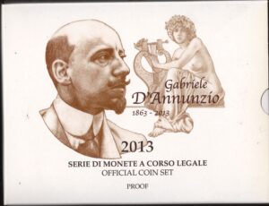 2013 Italia divisionale fondo specchio 10 valori Gabriele D'Annunzio