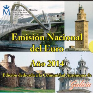 2014 Spagna divisionale 9 valori FdC Comunità Autonome -Galicia- con 2€ comm Parco Gaudì + medaglia