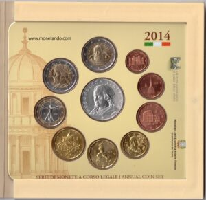 2014 Italia divisionale 10 valori FdC con 2€ commemorativo Galileo Galilei e 5€ arg Bramante - immagine 2