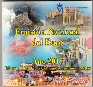 2015 Spagna divisionale 9 valori FdC Comunità Autonome x2 -Illes Baleari e La Rioja- con 2€ comm Grotta di Altamira e medaglia x2