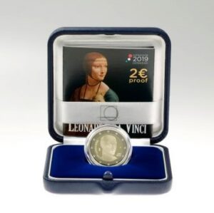 2019 Italia € 2 500° della morte di Leonardo da Vinci fondo specchio