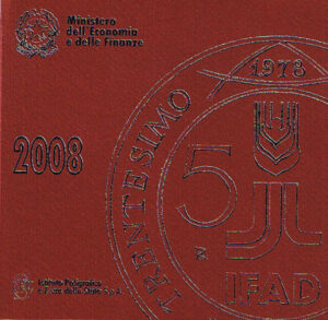 2008 Italia divisionale 9 valori FdC con 5€ arg 30° fondazione IFAD