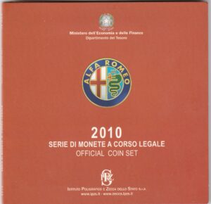 2010 Italia divisionale 10 valori FdC con 2€ commemorativo Cavour e 5€ arg Alfa Romeo