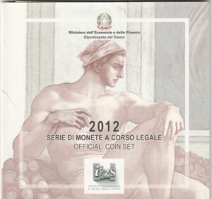 2012 Italia divisionale 10 valori FdC con 2€ commemorativo X° anniversario Circolazione monetaria in Euro e 5€ Cappelle Sistina