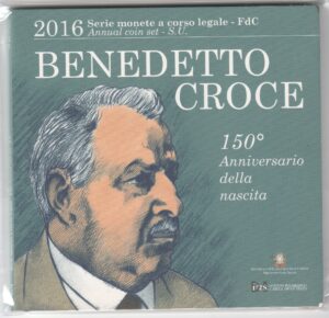 2016 Italia divisionale 10 valori FdC con 2€ commemorativo Tito Maccio Plauto e 5€ arg Benedetto Croce