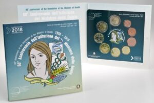 2018 Italia divisionale 9 valori FdC con 2€ commemorativo Ministero della Salute