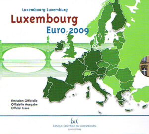 2009 Lussemburgo divisionale 10 valori FdC Architettura Barocca con 2€ commemorativo GRDssa Charlotte + 2€ comm. EMU