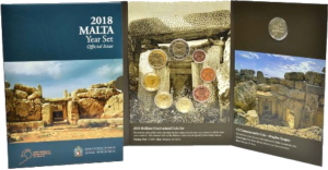 2018 Malta divisionale 9 valori FdC con 2€ comm Templi di Mnajdra a Marchio F