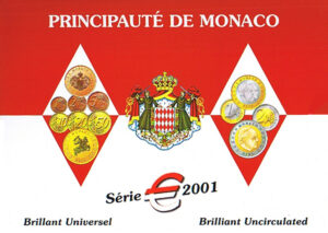 2001 Monaco Ranieri III divisionale 8 valori B.U.