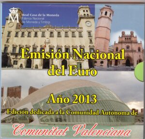 2013 Spagna divisionale 9 valori FdC Comunità Autonome x2 -Navarra e Valenciana- con 2€ comm Monastero dell'Estorial e medaglia x2