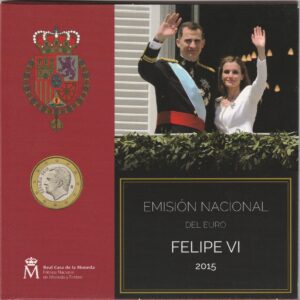 2015 Spagna divisionale 9 valori FdC FELIPE VI 1a emissione con 2€ comm Grotta di Altamira