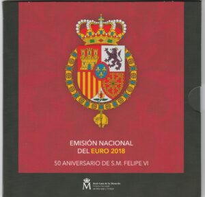 2018 Spagna divisionale 10 valori B.U 50° Compleanno di Felipe VI con 2€ comm Felipe + 2€ comm Compostela