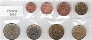 2000 Francia Serie annuale 8 valori sfusi
