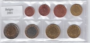 2001 Belgio Serie annuale 8 valori sfusa Re Alberto II