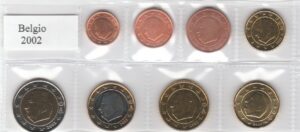 2002 Belgio Serie annuale 8 valori sfusa Re Alberto II
