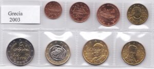 2003 Grecia Serie annuale 8 valori sfusi