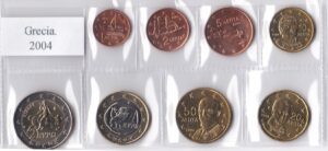 2004 Grecia Serie annuale 8 valori sfusi