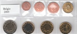 2005 Belgio Serie annuale 8 valori sfusa Re Alberto II