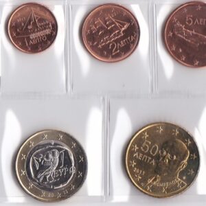 2011 Grecia Serie annuale 8 valori sfusi con 2€ comm.  Olimpiadi Speciali