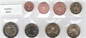 2016 Austria Serie annuale 8 valori sfusa