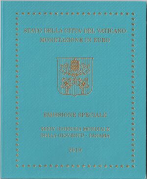 2019 Vaticano divisionale 9 valori FdC con 5€ XXIV G.M.Gioventù Panama