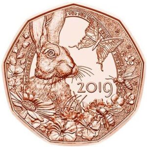 2019.2 Austria € 5 Rame Pasqua la Lepre