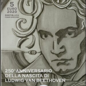 2020 Vaticano € 5 Bimetallico 250° Nascita Beethoven Fondo specchio Cofanetto
