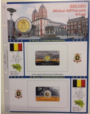 2017 Belgio € 2 Università di Liegi in Card Aggiornamento Abafil doppia lingua