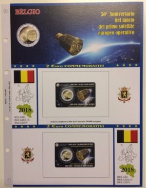2018 Belgio € 2 Satellite Esro 2B in Card Aggiornamento Abafil doppia lingua