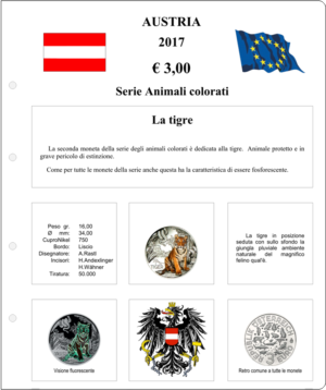 2017.2 Austria € 3 Animali Colorati Tigre Aggiornamento Monetando