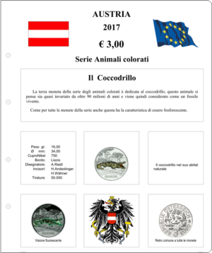 2017.3 Austria € 3 Animali Colorati Coccodrillo Aggiornamento Monetando