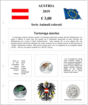 2019.10 Austria € 3 Animali Colorati Tartaruga Aggiornamento Monetando