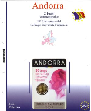 2020 Andorra € 2 Aggiornamento Masterphil 50° Suffragio Universale Femminile