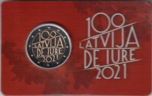 2021 Lettonia € 2 100° riconoscimento del "De Jure" in Card