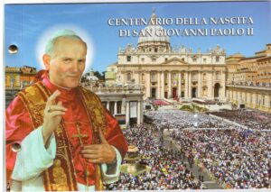 2020 Vaticano Busta Filatelico Numismatica 100° della Nascita Giovanni Paolo II°