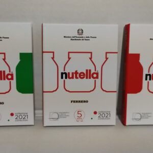 2021 Italia € 5 Nutella Tris 3x 5€ confezioni singole colori verde, bianco, rosso