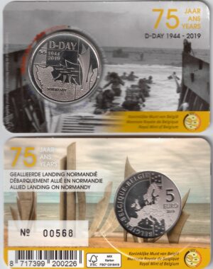 2019 Belgio € 5 75° D-Day Sbarco Alleato in Normandia Card