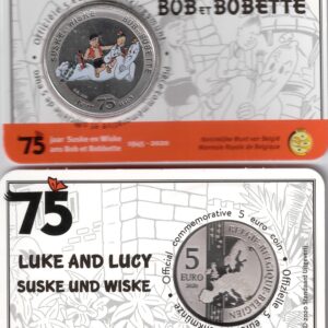 2020 Belgio € 5 75° Bob e Bobette Card con inserto colorato