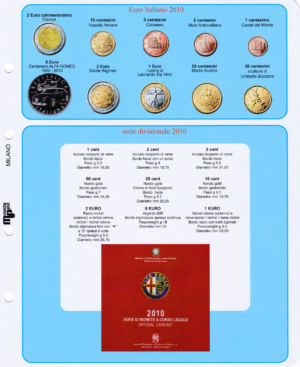 2010 Italia Serie Zecca 10 valori con Argento Aggiornamento Masterphil
