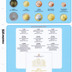 2011 Italia Serie Zecca 10 valori con Argento Aggiornamento Masterphil