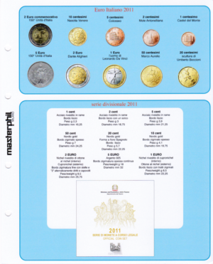 2011 Italia Serie Zecca 10 valori con Argento Aggiornamento Masterphil