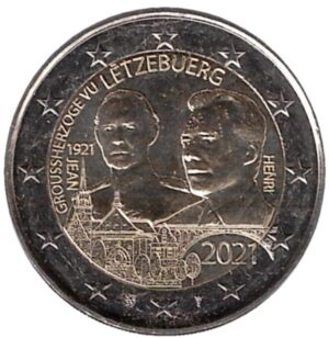 2021 Lussemburgo € 2 100° Anniversario Nascita Granduca Jean Rilievo