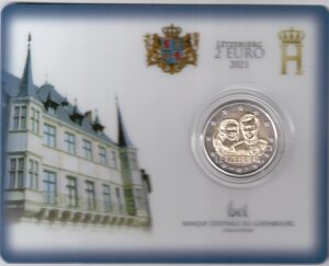 2021 Lussemburgo € 2 40° Anniversario Matrimonio Granduca Henri e Granduchessa Maria Teresa - € 2 100° Nascita Granduca Jean due Card